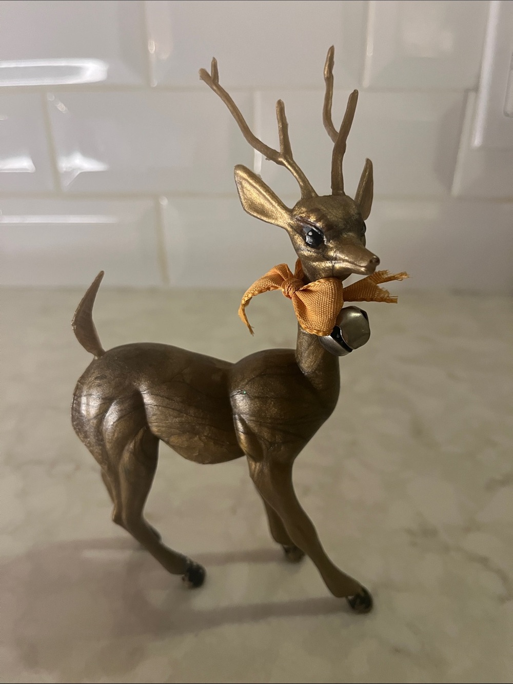 MCM Gold Reindeer  rubber/plastic Holiday Decor